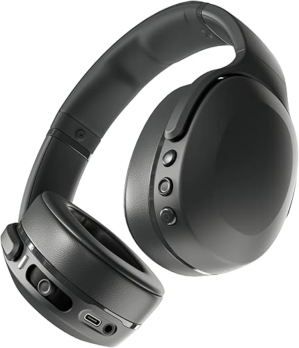 Skullcandy Crusher Evo Wireless Bluetooth Headphones with Multi-Sensory Bass, Noise Isolating Over-Ear Fit, Up to 40 Hours Battery, Microphone for iPhone Android - True Black
