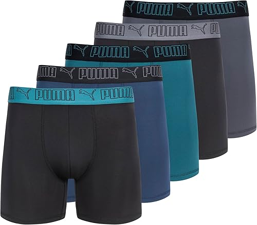 PUMA Men's 5 Pack Performance Boxer Briefs