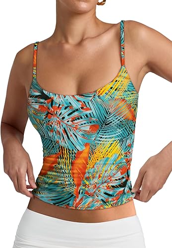 PINKMSTYLE Women's Basic Double Lined Scoop Neck Tank Tops Adjustable Cami Tank Summer Sleeveless Tops