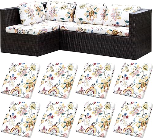 BIETYONE 8Pcs Stretch Patio Cushion Covers,Outdoor Couch Covers Replacement,Outdoor Couch & Sofa Slipcovers,for Patio Furniture Cushion Covers,Washable Reusable Furniture Protector (Vivid, Cover Only)